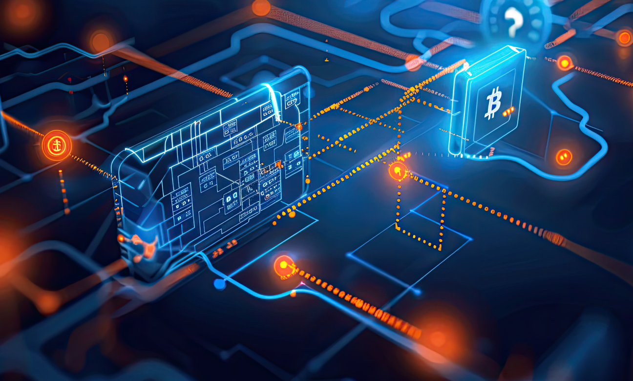 Blockchain Development - Cryptocurrency and blockchain technology visualization